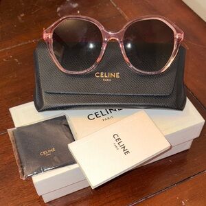 Celine Pink Oversized Round Sunglasses with Dark Lenses